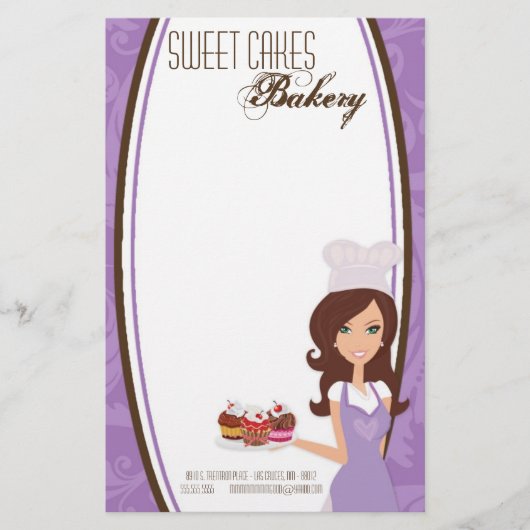 Papier - Brunette Baker Paarse Cup Cakes Bake (Voorkant)