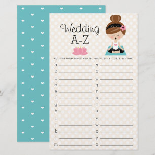Papier Brunette Yoga Fête des mariées Mariage A-Z Jeu