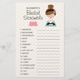 Papier Brunette Yoga Fête des mariées Scramble Jeu