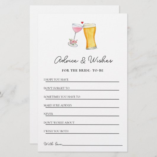 Papier Bubbles & Brew douche Conseils & souhaits (Devant / Derrière)