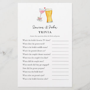 Papier Bubbles et Brew Couple's Shower Trivia jeux