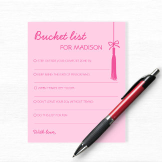Papier Bucket List Pink Advice Grad Activity Graduation
