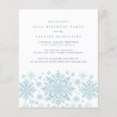 Papier BUDGET 100e anniversaire Blue Snowflake Invitation (Devant)
