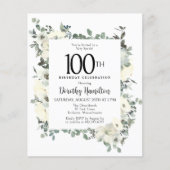 Papier Budget 100e anniversaire Invitation florale blanch (Devant)