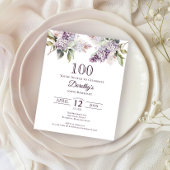 Papier BUDGET 100e fête d'anniversaire Purple Lilac Flora