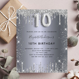 Papier Budget 10e anniversaire parties scintillant argent
