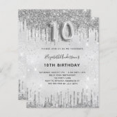 Papier Budget 10e anniversaire parties scintillant argent (Devant / Derrière)