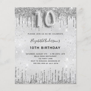 Papier Budget 10e anniversaire parties scintillant argent