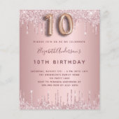 Papier BUDGET 10e anniversaire rose poussiéreux parties s (Devant)