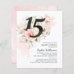 Papier Budget 15e anniversaire Floral Quinceanera Invitat