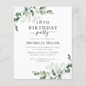 Papier BUDGET 18e anniversaire Elegant Eucalyptus Invitat (Devant)