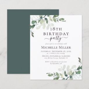 Papier BUDGET 18e anniversaire Elegant Eucalyptus Invitat