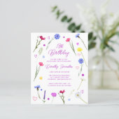 Papier BUDGET 18e anniversaire Fleur sauvage Invitation (Debout devant)
