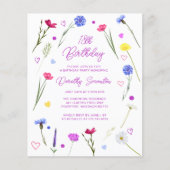 Papier BUDGET 18e anniversaire Fleur sauvage Invitation (Devant)