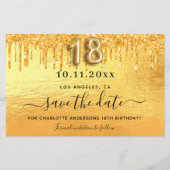 Papier Budget 18e anniversaire paillettes dorées save the (Devant)
