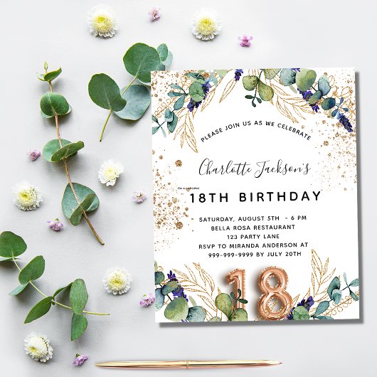 Papier Budget 18e anniversaire parties scintillant de ver