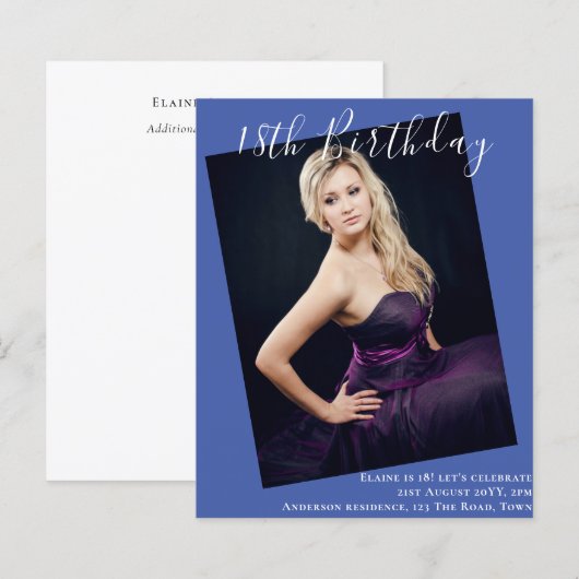 Papier BUDGET 18e anniversaire PHOTO Invitation Faire-par (Devant / Derrière)