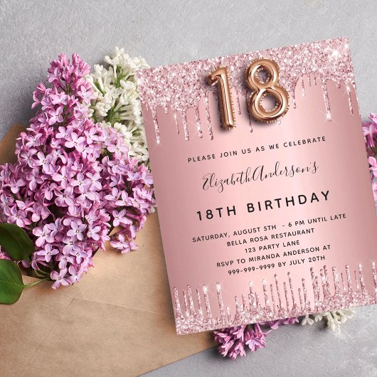 Papier Budget 18e anniversaire rose pâle parties scintill