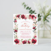 Papier BUDGET 18e anniversaire Rose rouge rose rose Invit (Debout devant)