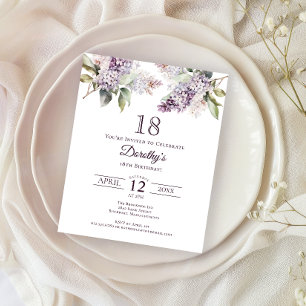 Papier BUDGET 18e fête d'anniversaire Purple Lilac Floral