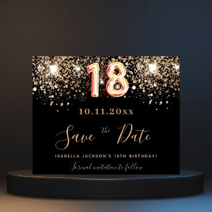 Papier Budget 18th birthday black glitter save the date 