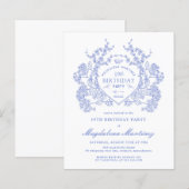 Papier BUDGET 19e Anniversaire Bleu Blason Floral (Devant / Derrière)