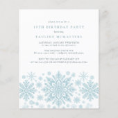 Papier BUDGET 19e anniversaire Blue Snowflake Invitation (Devant)