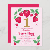 Papier Budget 1er Anniversaire Berry Premier Invitation (Devant / Derrière)