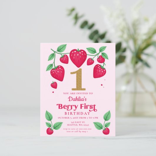 Papier Budget 1er Anniversaire Berry Premier Invitation (Debout devant)