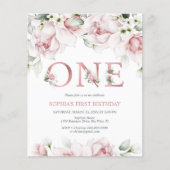 Papier Budget 1er Anniversaire Blush Rose Gold Invitation (Devant)