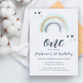 Papier Budget 1er anniversaire Boho bleu arc-en-ciel