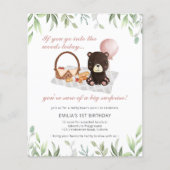 Papier Budget 1er anniversaire Teddy Bear Pique-nique ros (Devant)