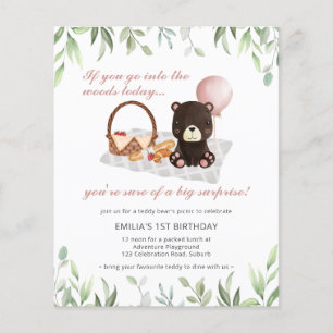 Papier Budget 1er anniversaire Teddy Bear Pique-nique ros