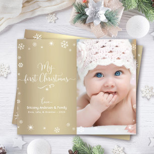 Papier Budget 1er Vacances Photo Snowflakes Gold Card