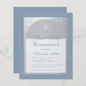 Papier Budget 1ère communion Dusty Blue Silver Invitation (Devant / Derrière)