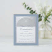 Papier Budget 1ère communion Dusty Blue Silver Invitation (Debout devant)