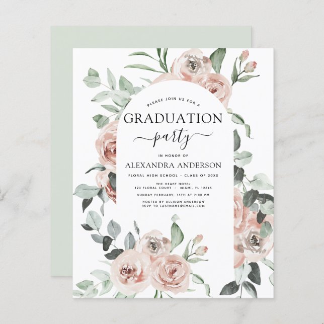 Papier Budget 2022 Dusty Pink Graduation Floral (Devant / Derrière)