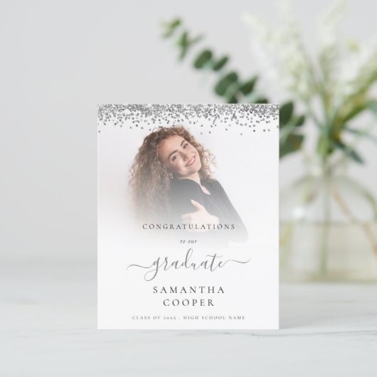 Papier Budget 2022 Grad Photo Parties scintillant argent (Debout devant)