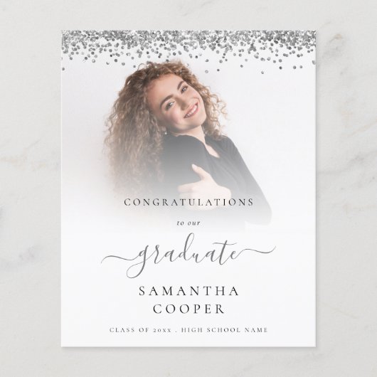 Papier Budget 2022 Grad Photo Parties scintillant argent  (Devant)