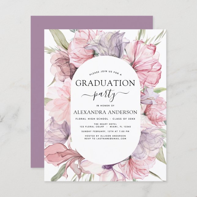 Papier Budget 2022 Graduation Boho Dusty rose violet (Devant / Derrière)