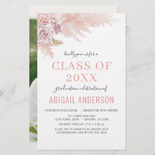 Papier Budget 2023 Boho Pampas Graduation Invitation