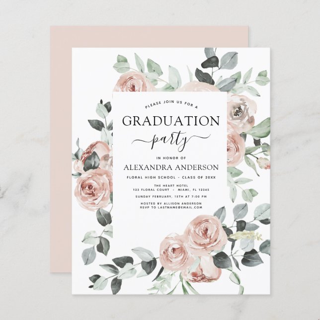 Papier Budget 2023 Dusty Pink Graduation Floral (Devant / Derrière)