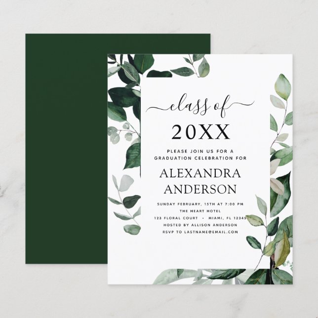 Papier Budget 2023 Graduation Botanical Green (Devant / Derrière)