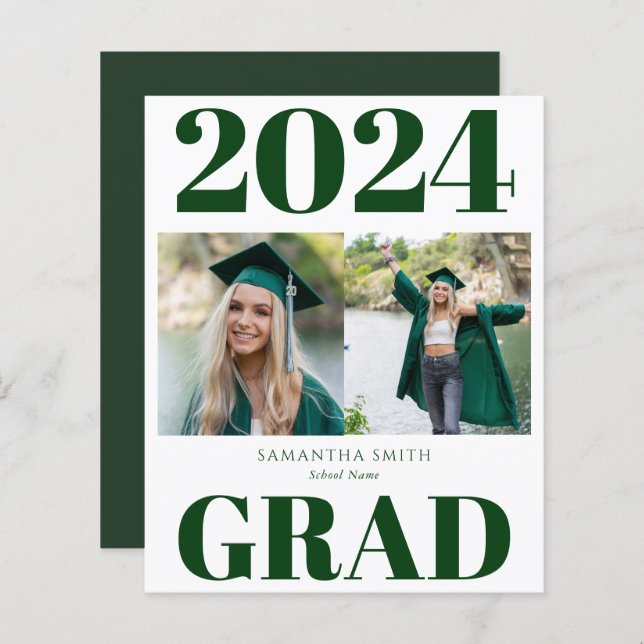 Papier BUDGET 2023 Green Modern Script 2 Photo Invitation (Devant / Derrière)