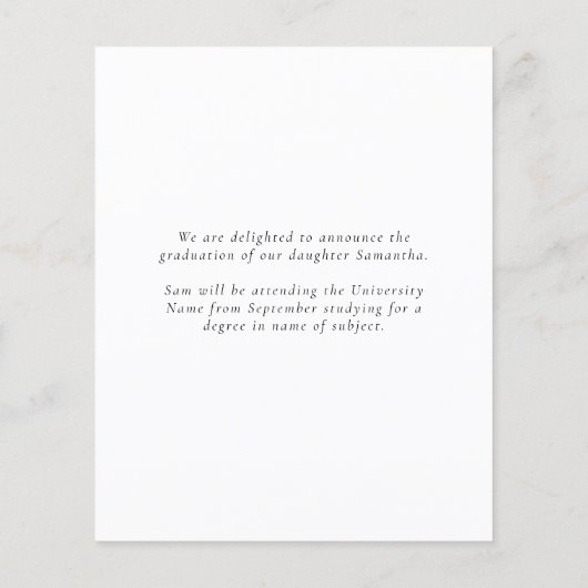 Papier Budget 2024 Félicats Faire-part photo de grade (Dos)