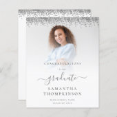 Papier Budget 2024 Grad Photo Parties scintillant argent (Devant / Derrière)