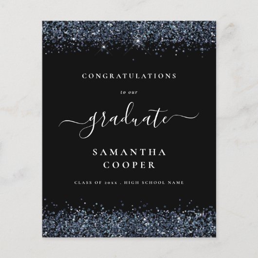 Papier Budget 2024 Graduation Parties scintillant bleue N (Devant)