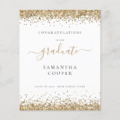 Papier Budget 2024 Parties scintillant d'or pour les dipl (Devant)