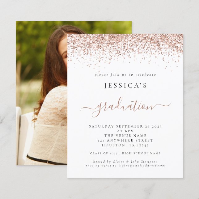 Papier Budget 2024 - Rose photo Parties scintillant d'or (Devant / Derrière)