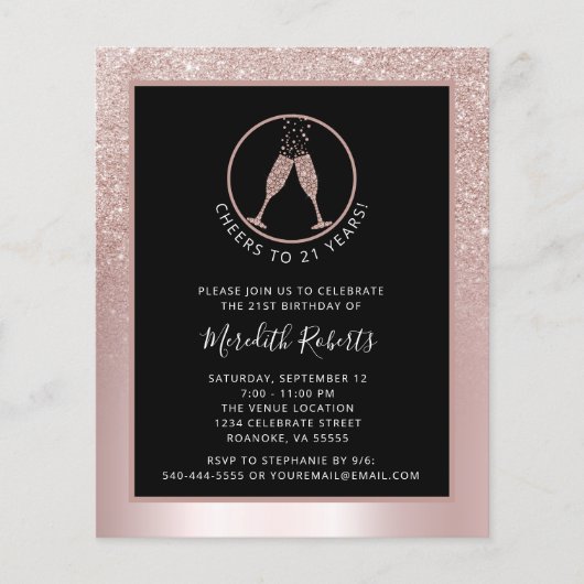 Papier Budget 21e Anniversaire Blush Foil Parties scintil (Devant)